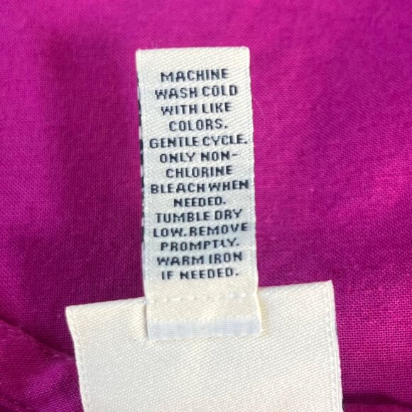 St Johns Bay Button Front Shirt Womens Large Classic Fuchsia Pink Ruffle Sleeve - Picture 7 of 9